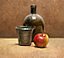 Still life with tin cup and apple